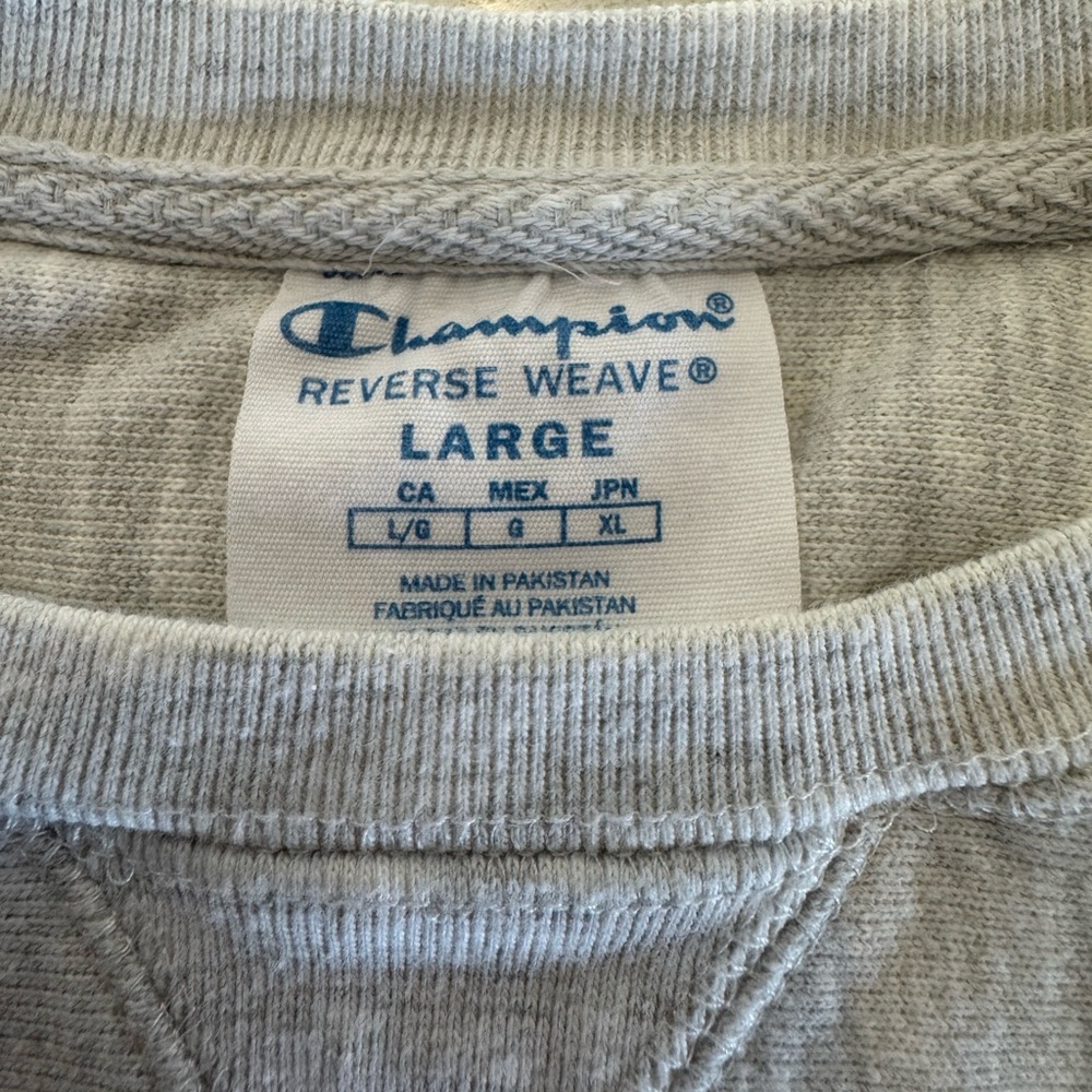 Champion grey Reverse Weave crewneck sweatshirt Michigan Unisex Size L - Picture 5 of 9